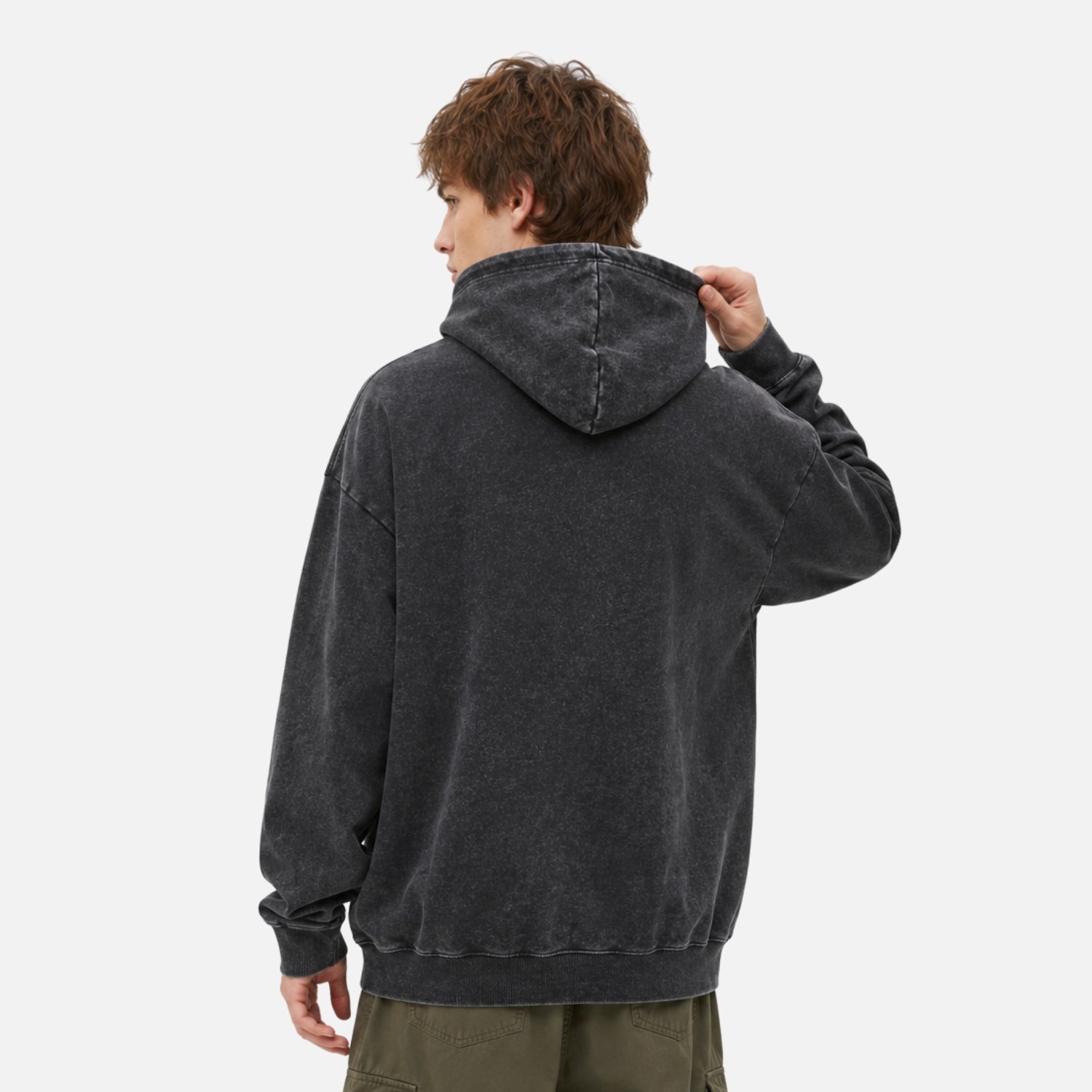 Gewaschener Vintage-Hoodie in Unifarbe