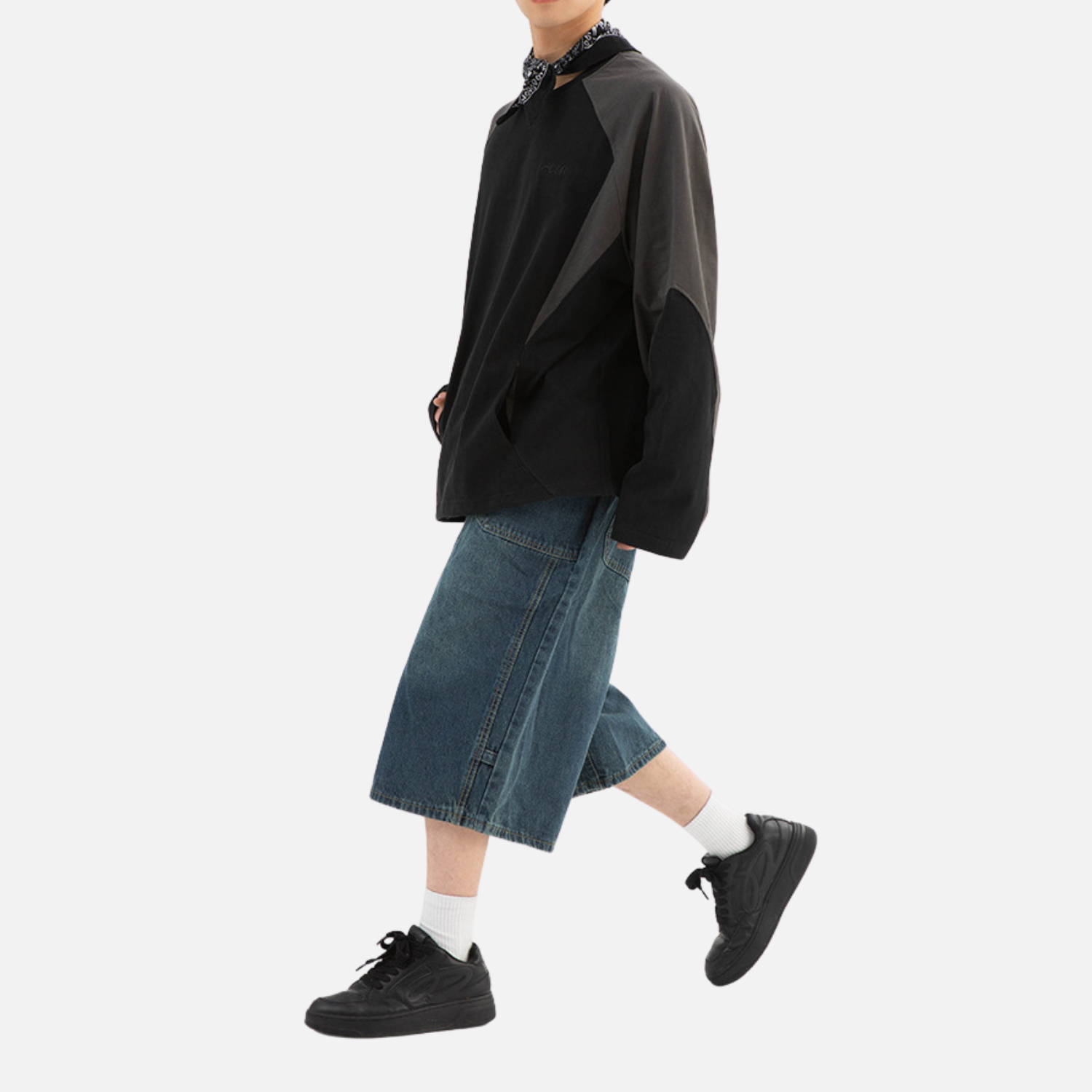 Colorblock Cotton Crewneck Sweatshirt