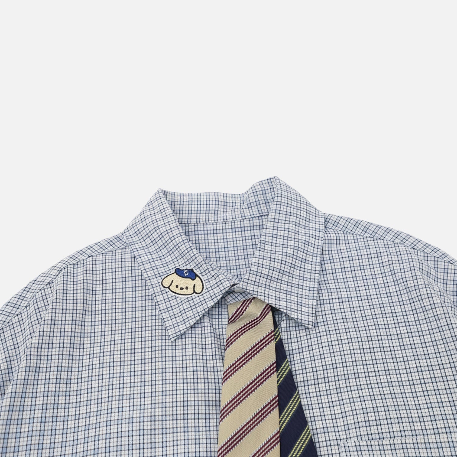 Camisa de manga corta de cuadros estilo preppy