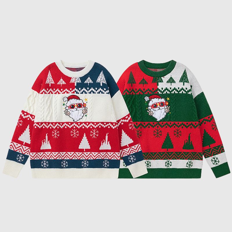 Cute Santa Embroidered Pullover