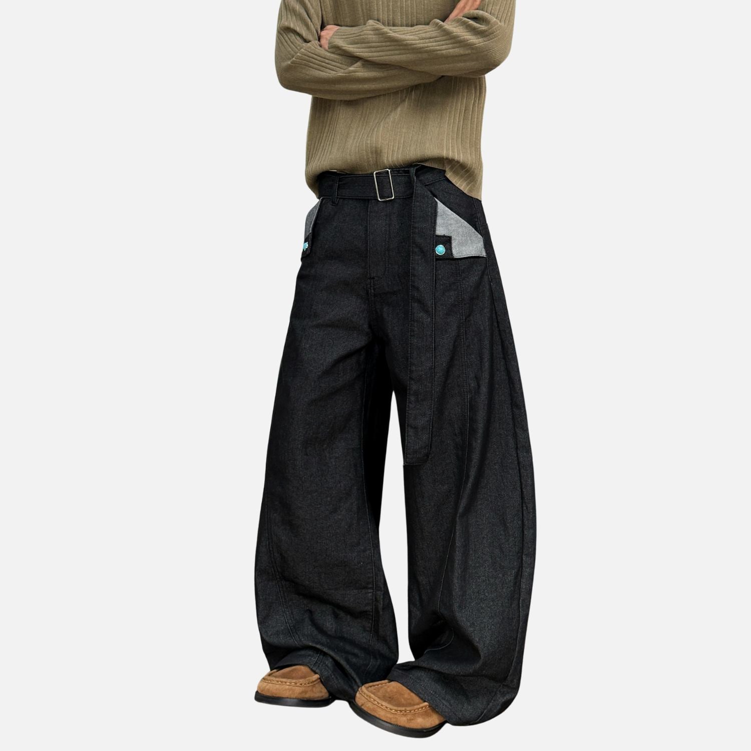 Washed Wide-Leg Baggy Jeans