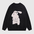 Rabbit Pattern Embroidered Pullover