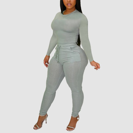 Solid Color Bodycon Two Pices set