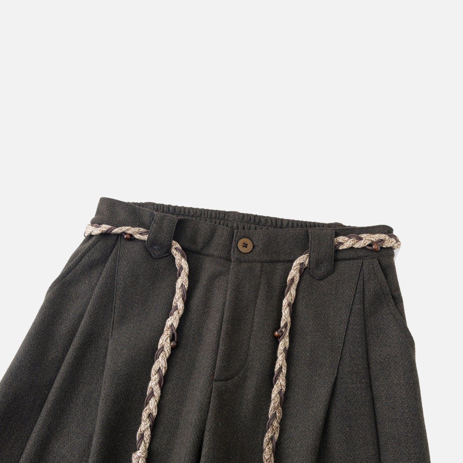 Faux Wool Textured Straight-Leg Pants