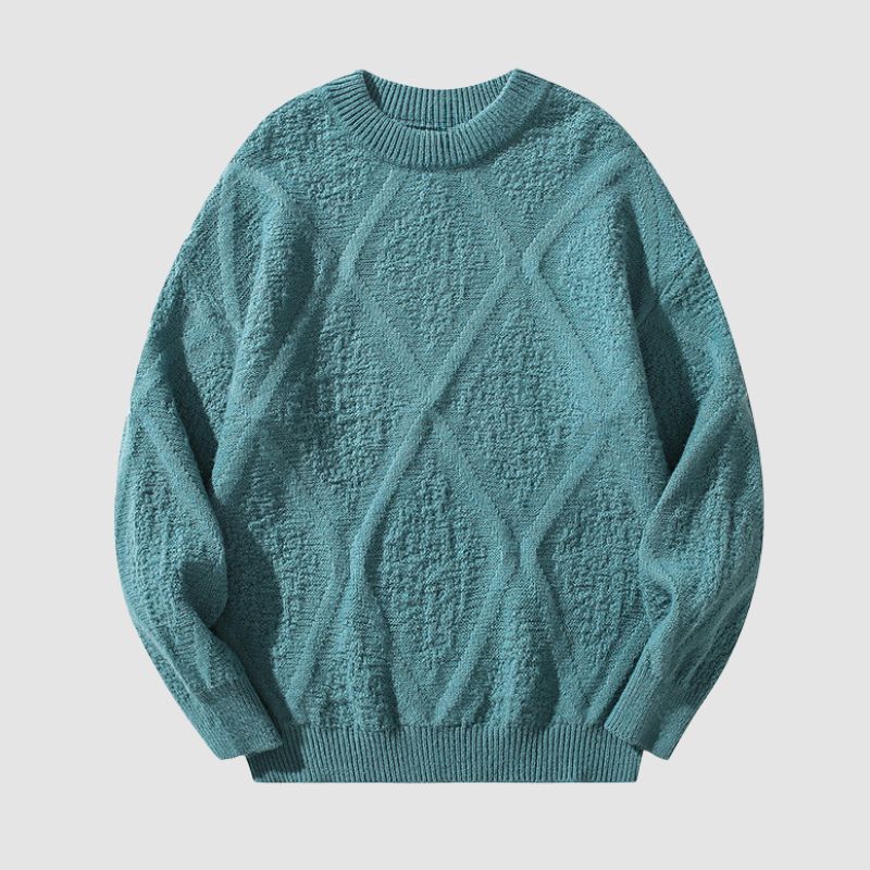 Argyle Jacquard Solid Color Sweater
