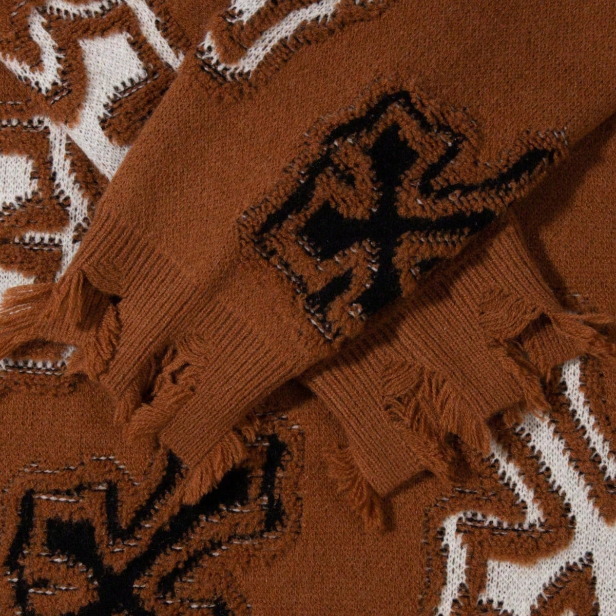 Distressed Cross Graphic Crewneck Sweater
