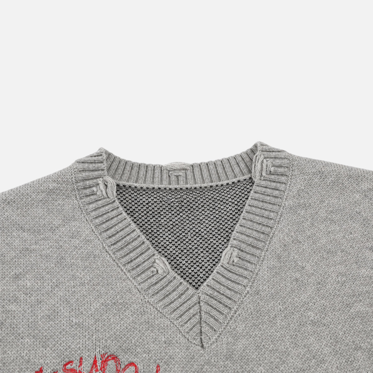 Cartoon Flocked V-Neck Sweater Vest