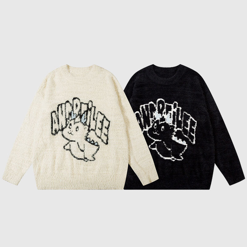 Cute Dragon Embroidered Pullover