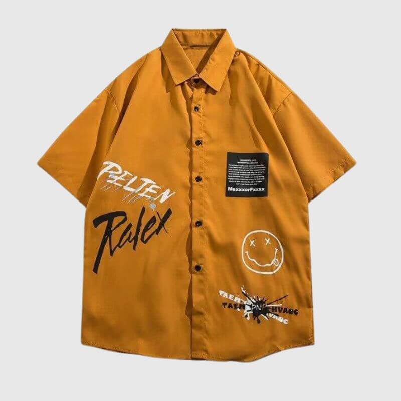 Lässiges Hemd mit Smiley-Buchstaben