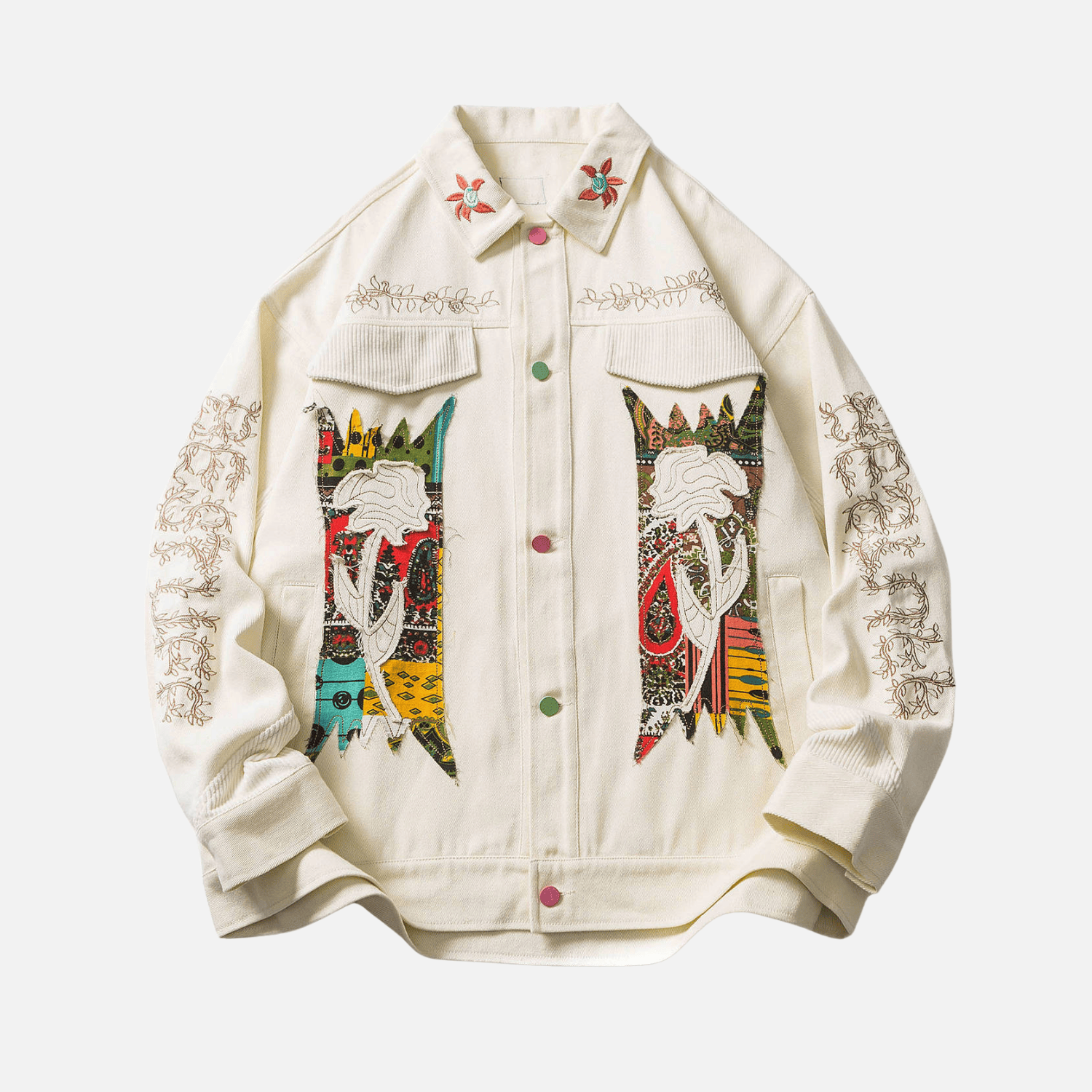 Ethnic Floral Patchwork Jacket Oluolin