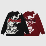 Dragon Pattern Jacquard Letter Embroidered Sweater