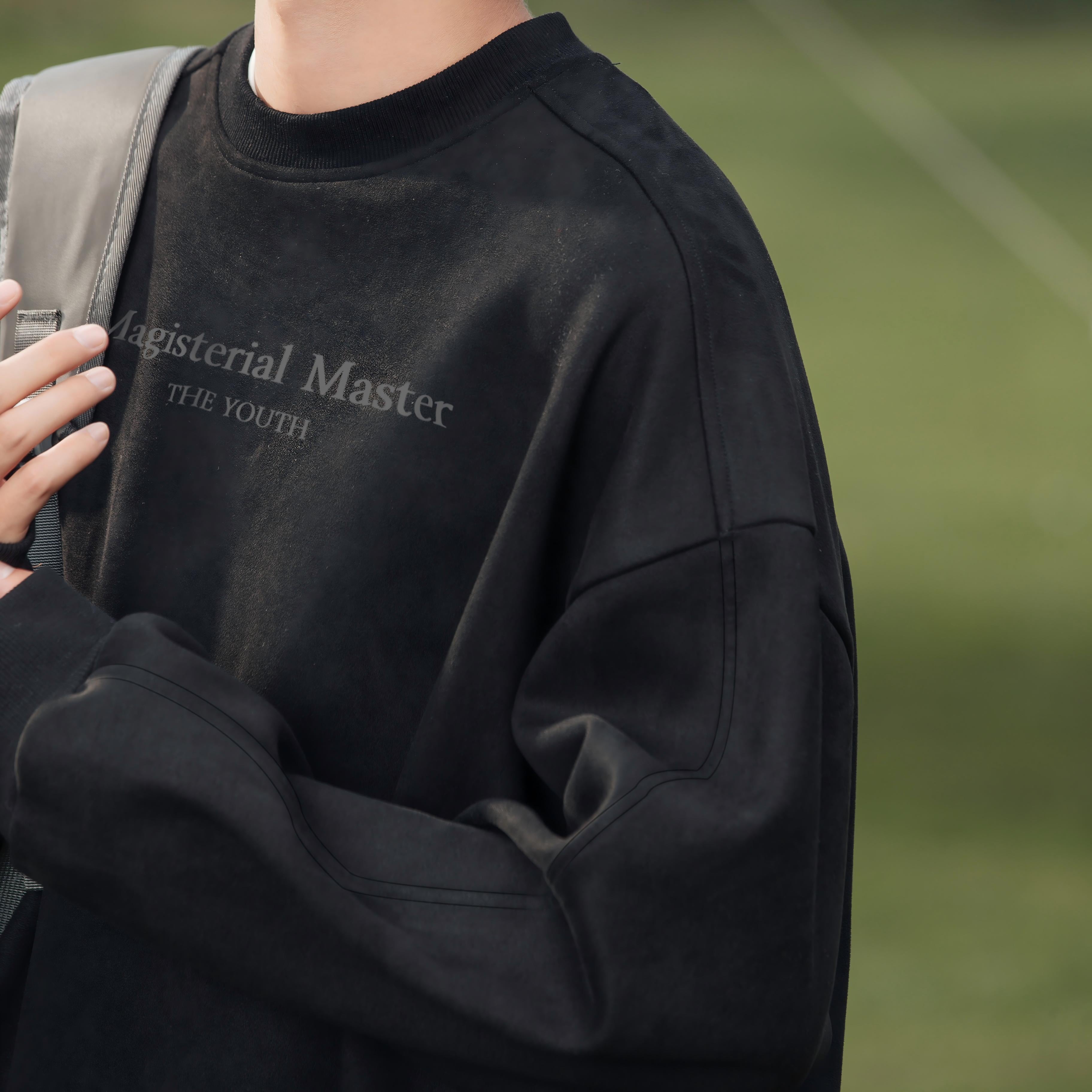 Vintage Suede-Look Crewneck Sweatshirt