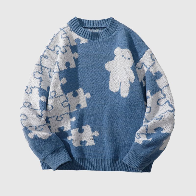 Bear Print  Loose Knit Sweater