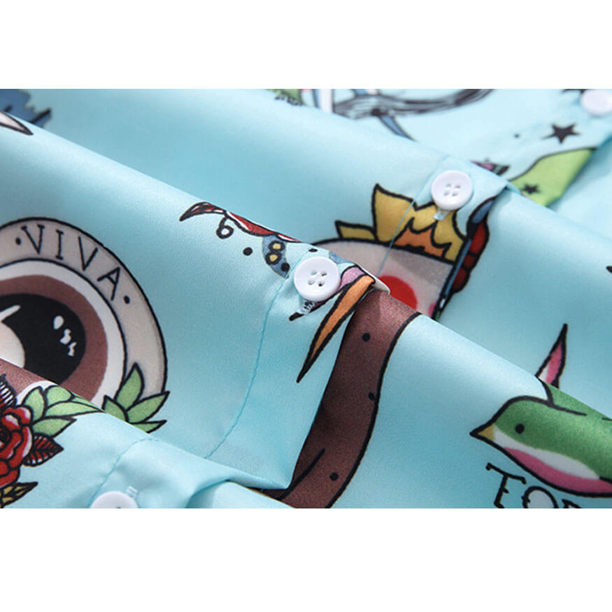 Retro-Cartoon-Charakter-Print-Hemd