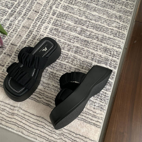 Double-strap Design Heightened Platform Sandals
