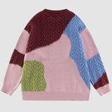 Irregular Color Contrast Twist Design Sweater