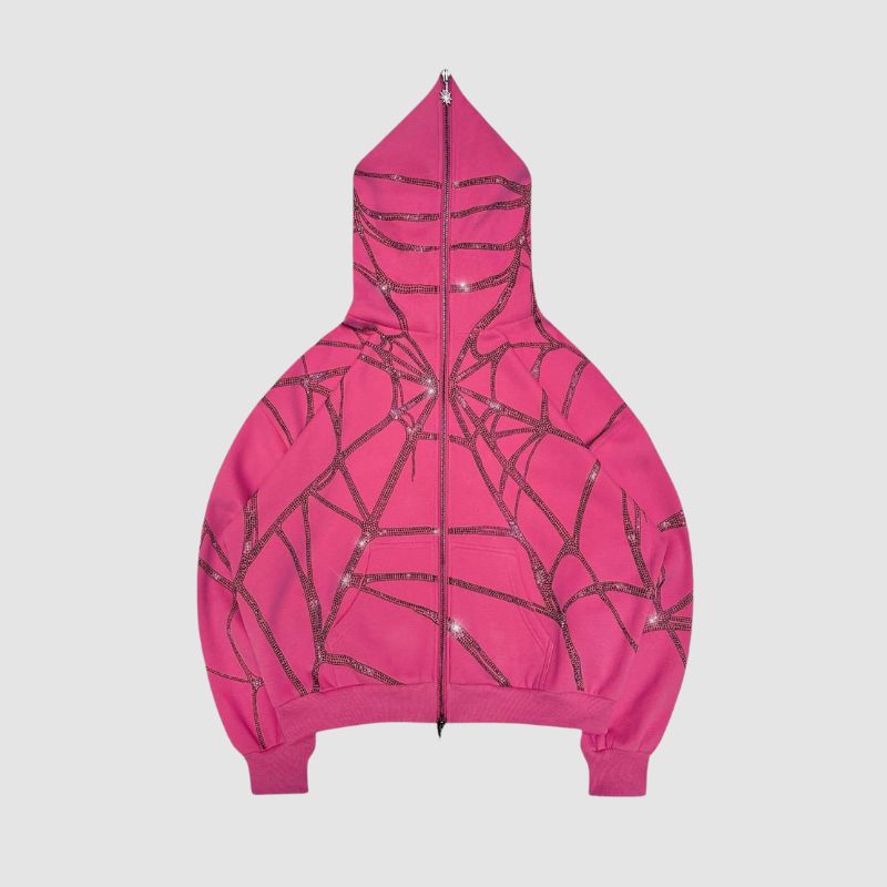 Rhinestone Spiderweb Sweatshirt Set