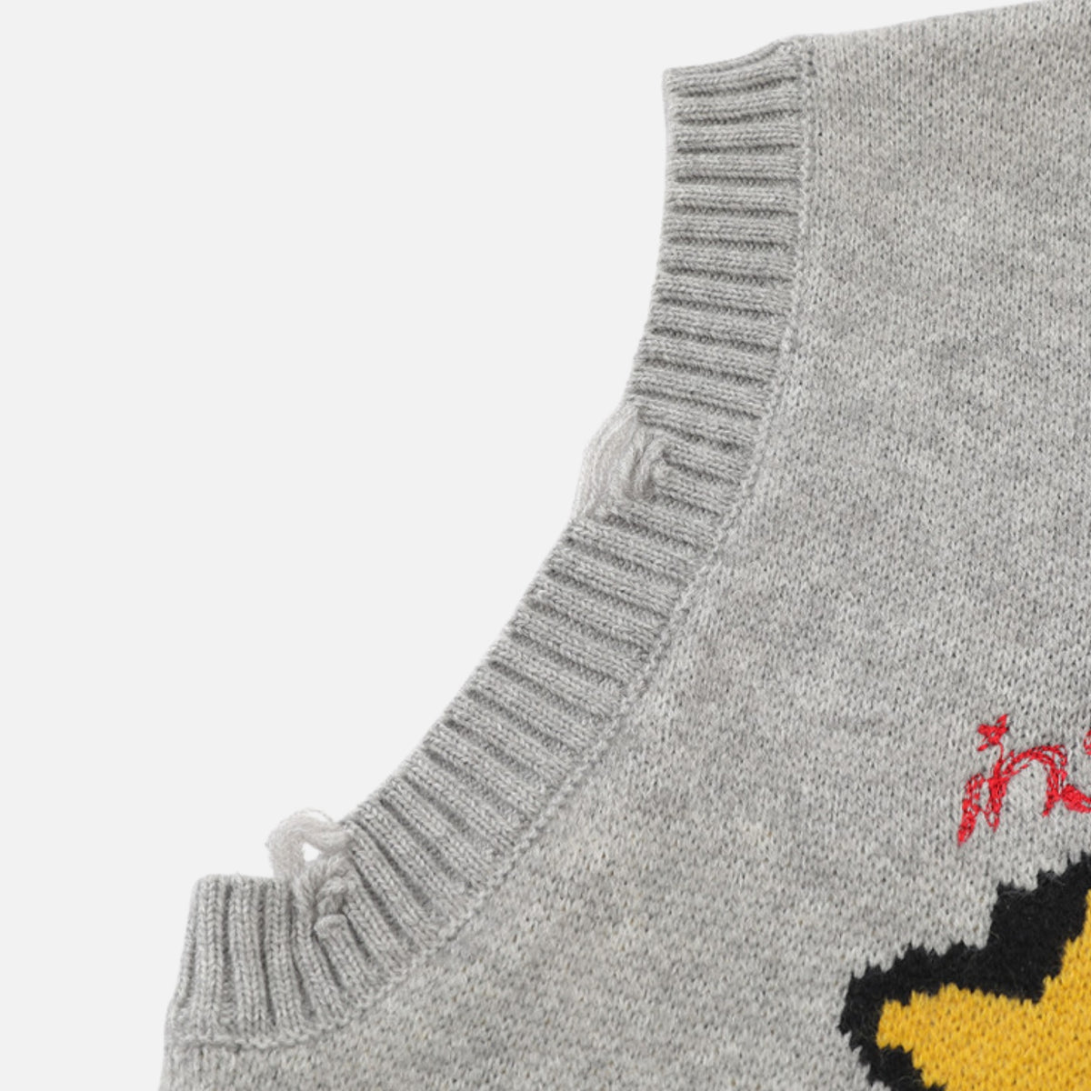 Cartoon Flocked V-Neck Sweater Vest