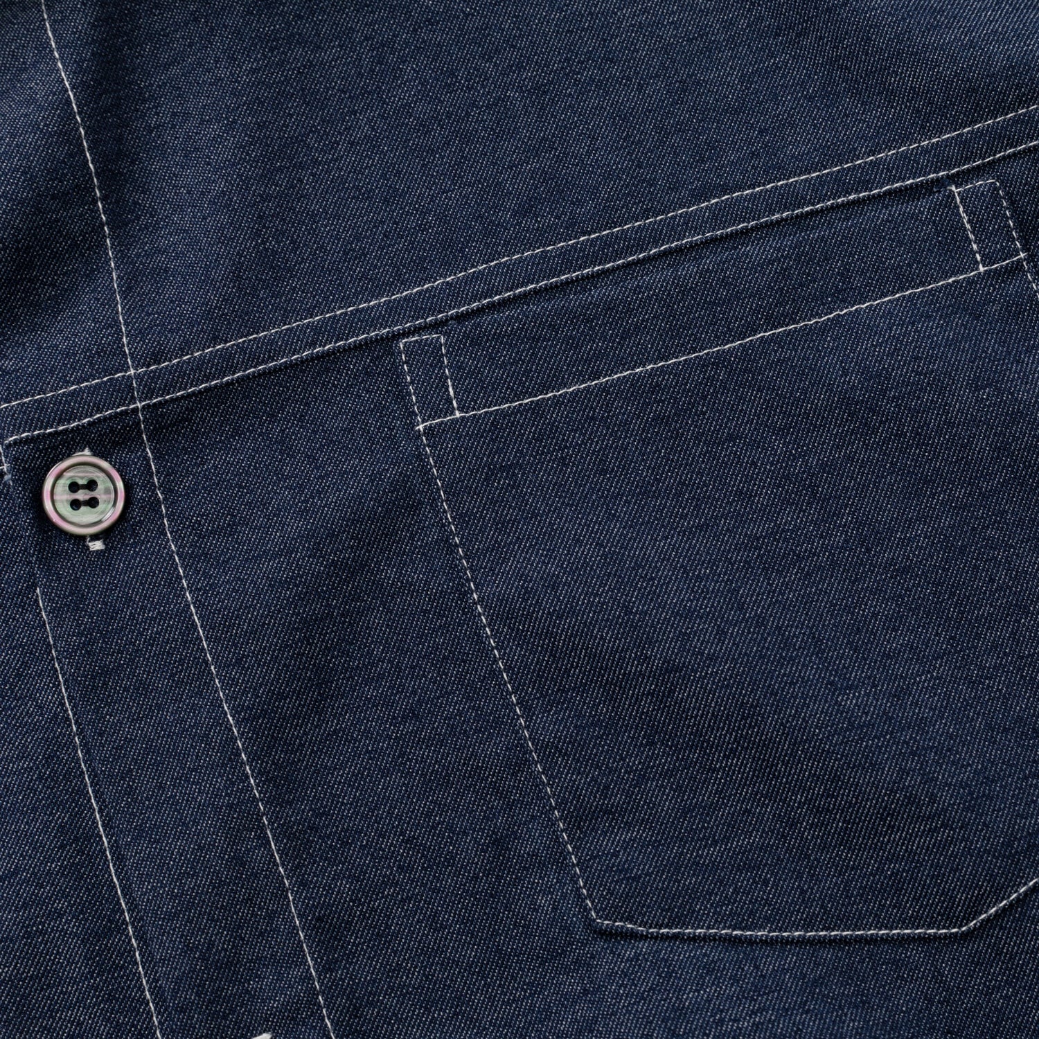 Retro Contrast-Stitch Denim-Look Shirt