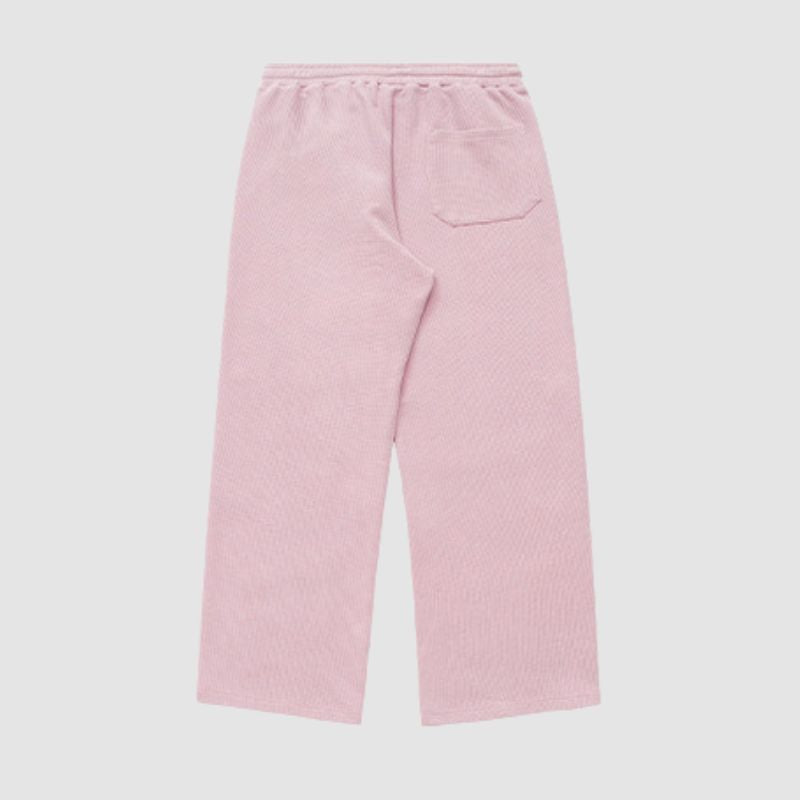 Letter Embroidered Waffle Solid Color Pants
