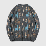 Vintage Animal & Forest Knit Sweater