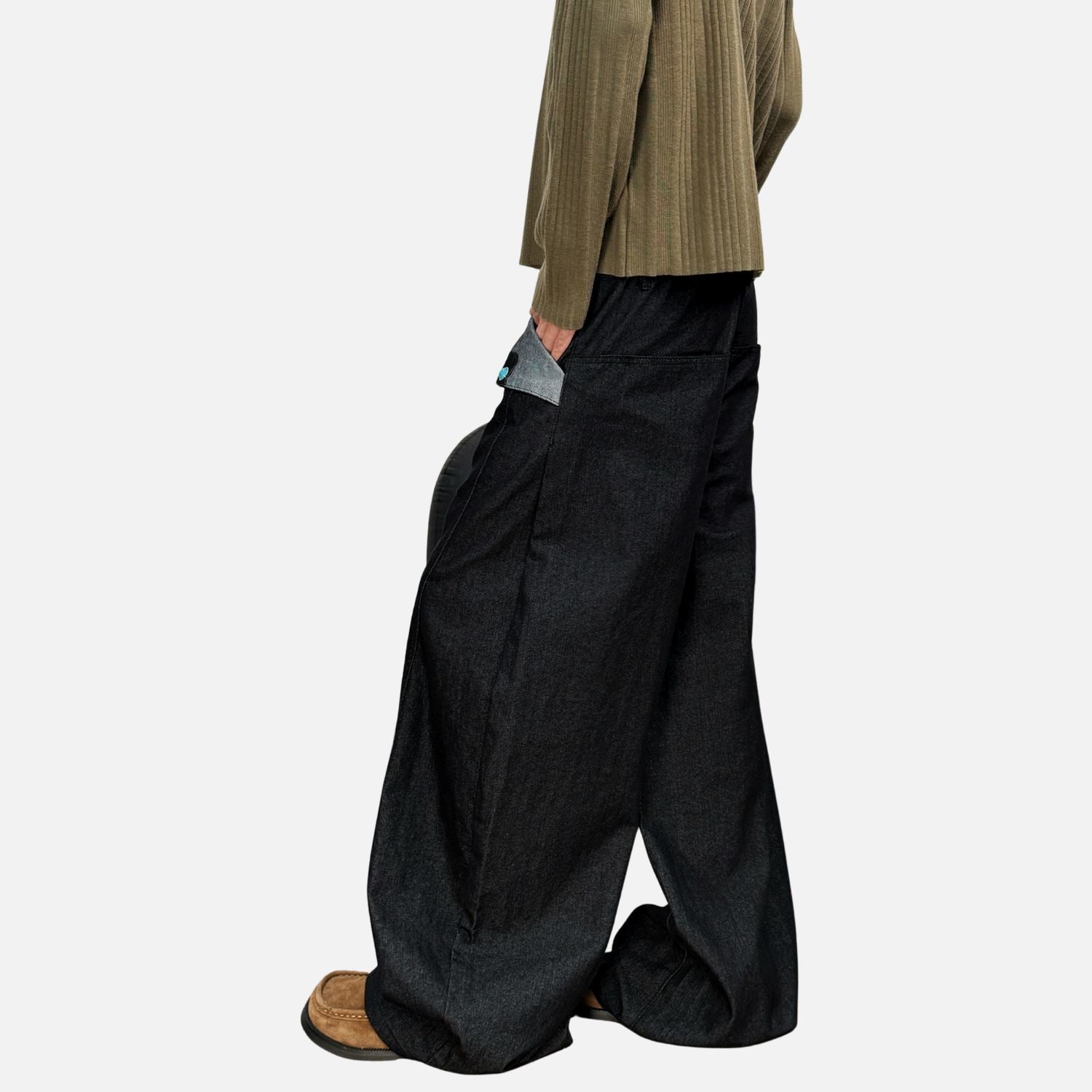 Washed Wide-Leg Baggy Jeans