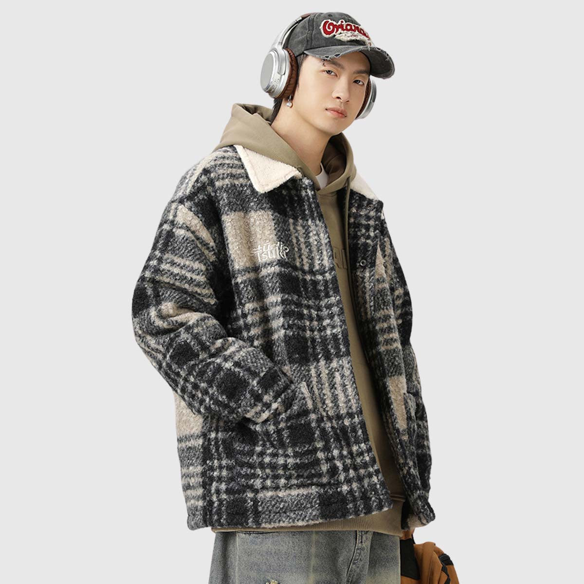 Sherpa Fleece Plaid Coat