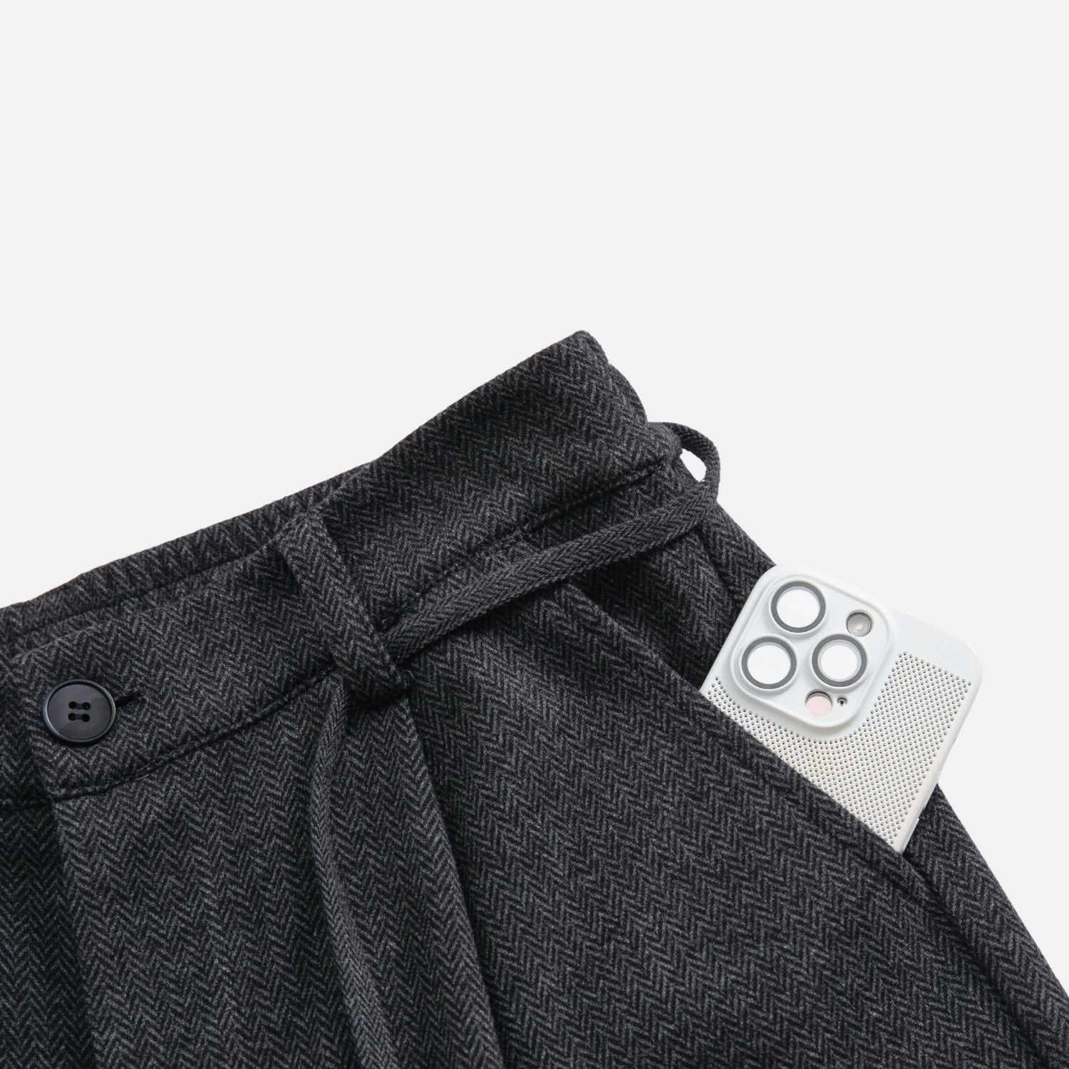Vintage Old-Money Wool-Texture Trousers