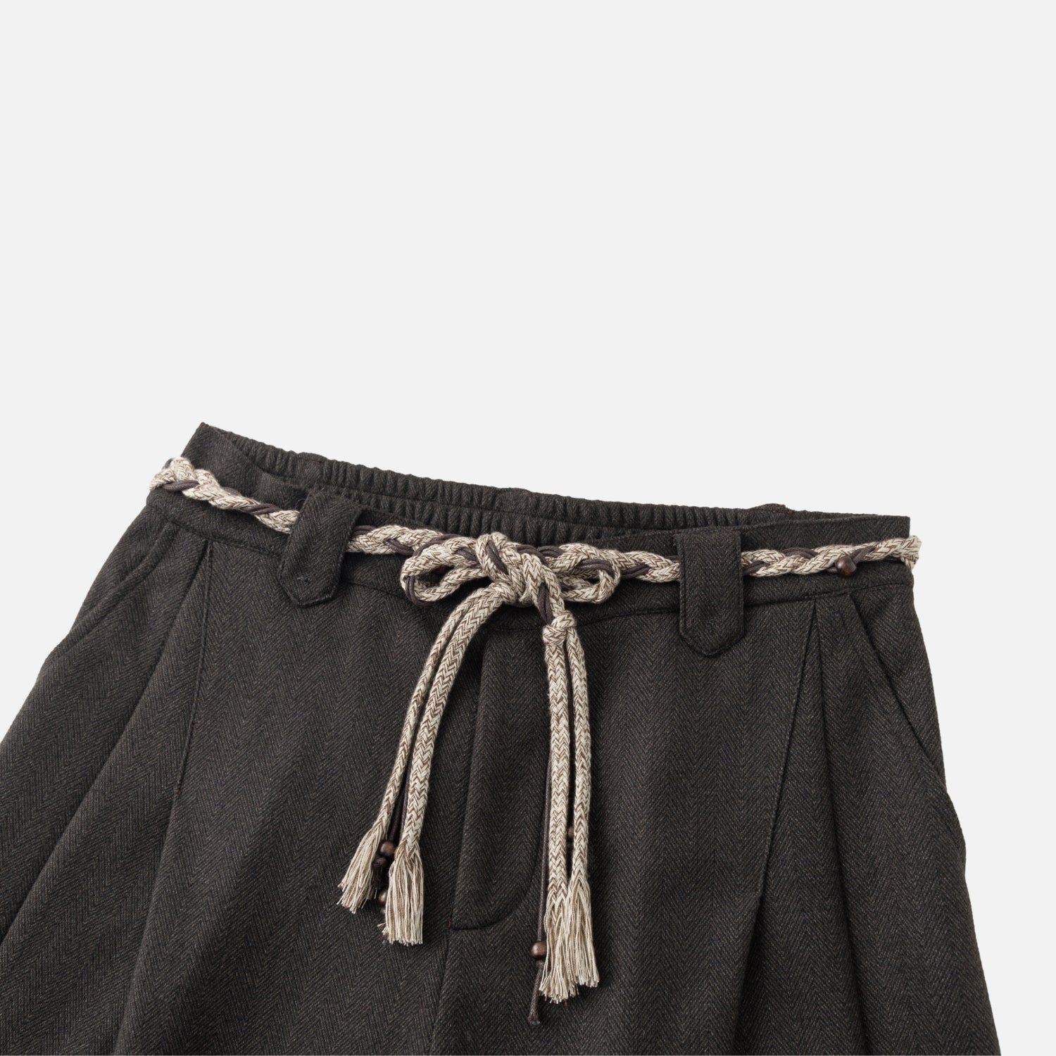 Faux Wool Textured Straight-Leg Pants