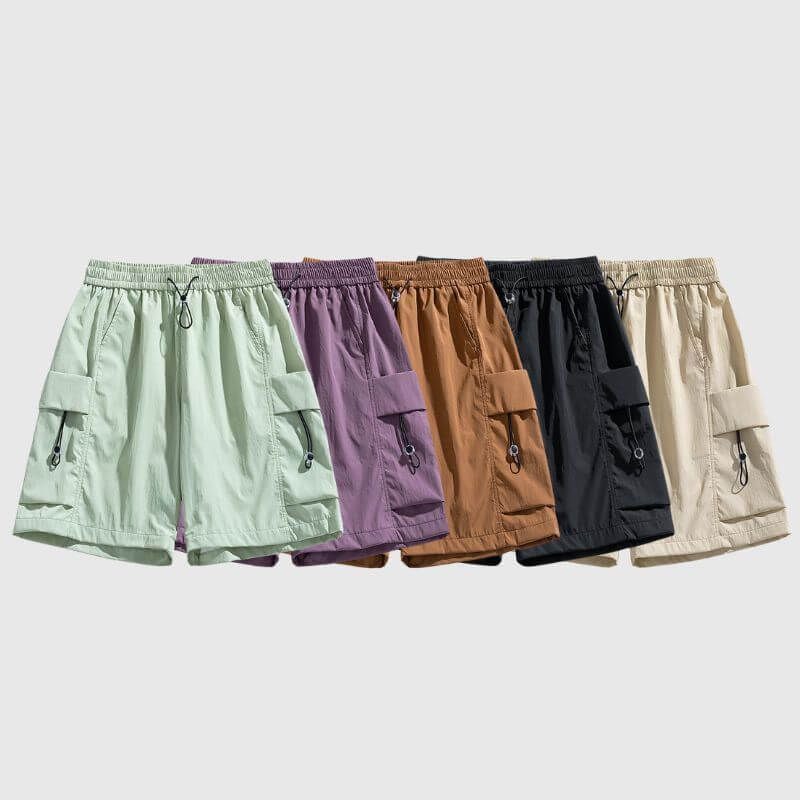 Shorts aus Eisseide mit Kordelzug