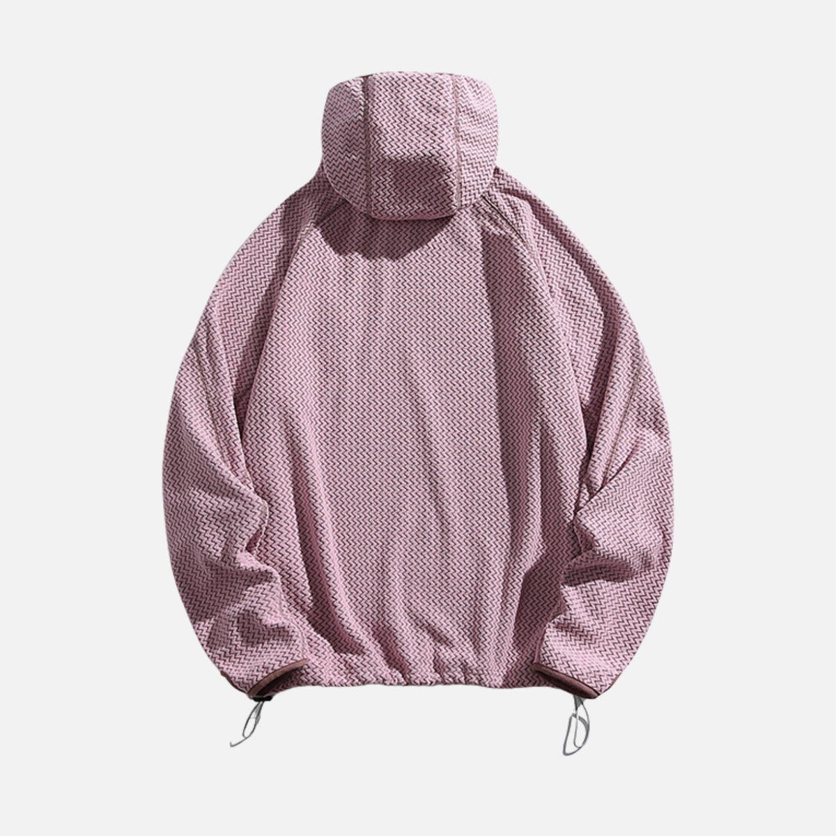 Wave-Textured Fleece Hooded Sweatshirt