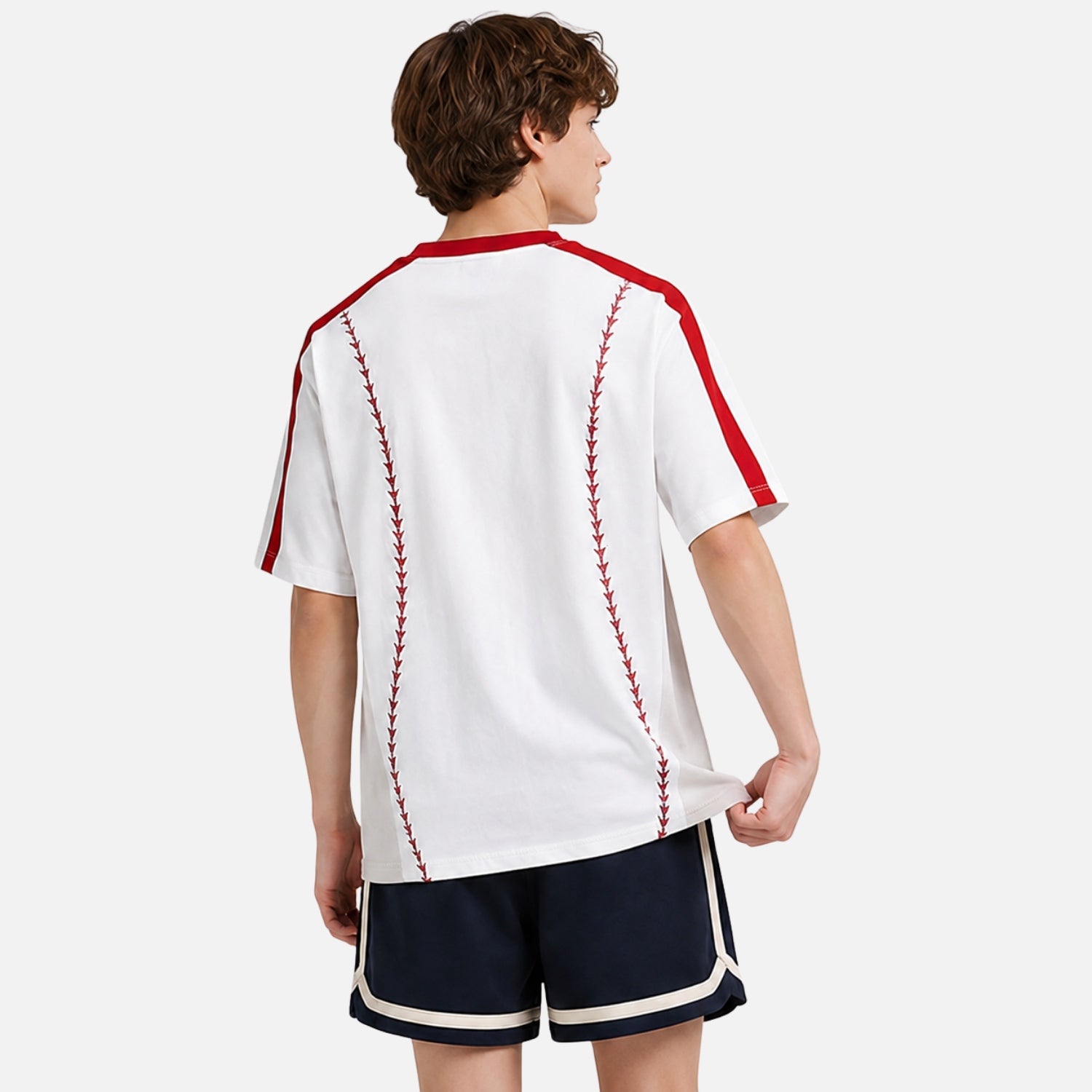 Colorblock-Baumwoll-T-Shirt "Baseball"