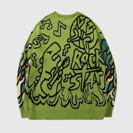 Rock Star Dinosaur Graphic Sweater