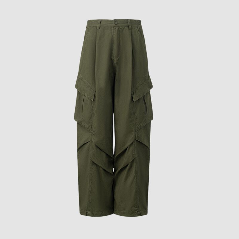 Side Pocket Patch Pleated Cargo Pants