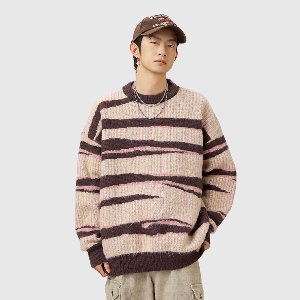 Irregular Striped Knit Sweater