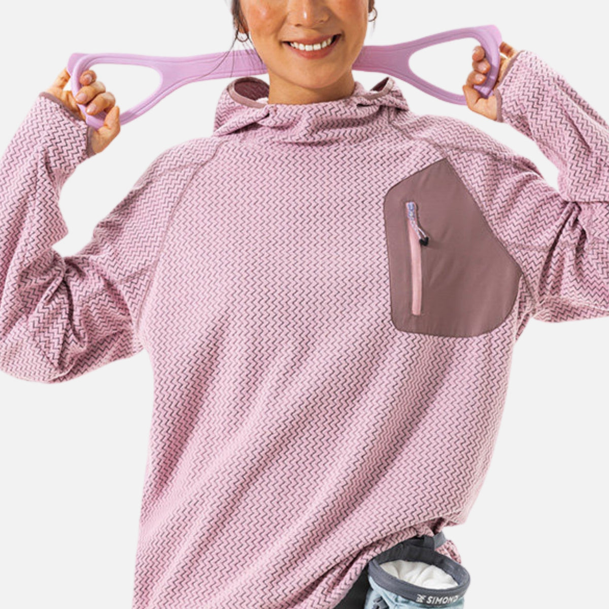 Wave-Textured Fleece Hooded Sweatshirt