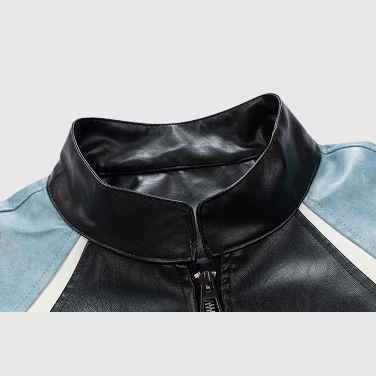 Retro Colorblock PU Moto Jacket