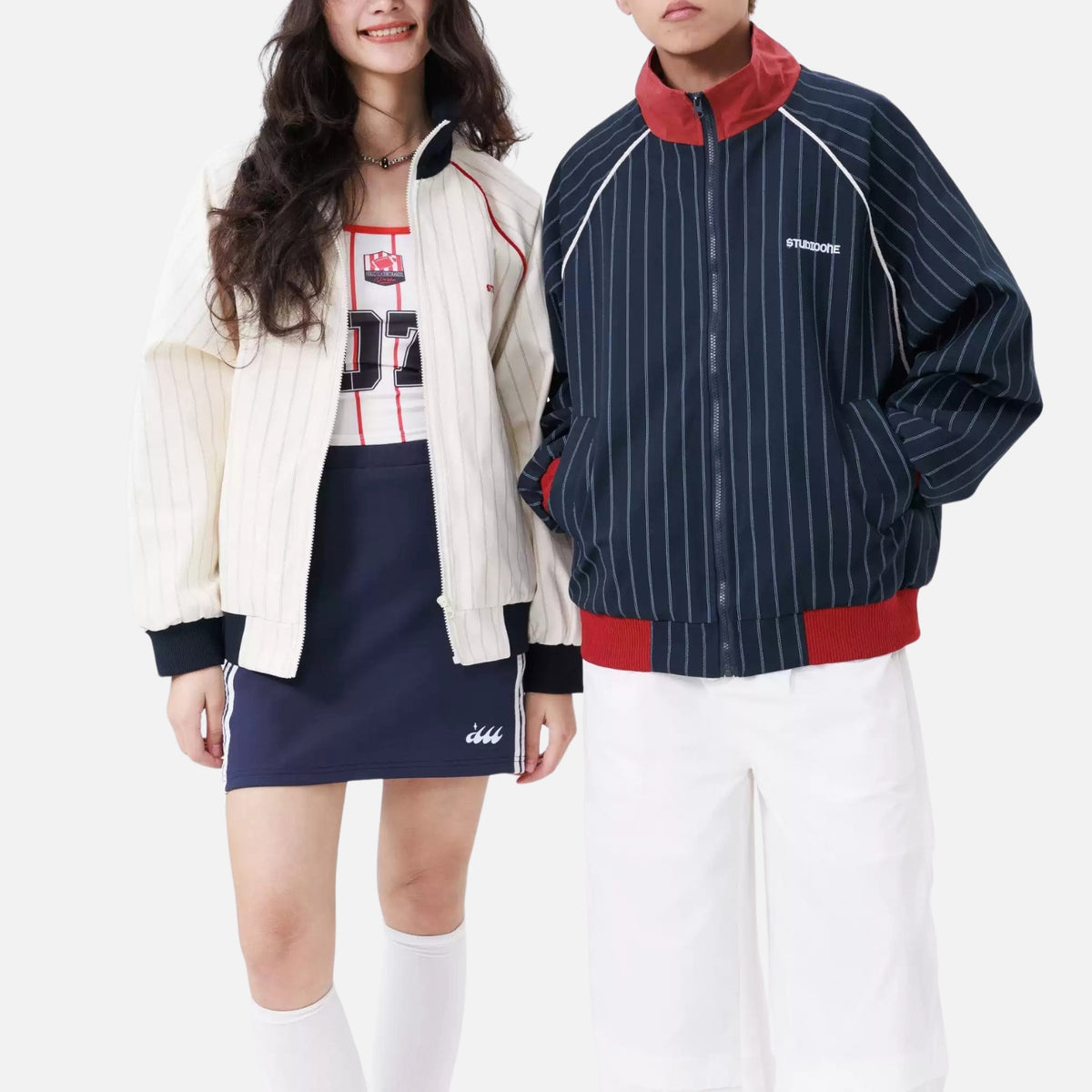 Vintage Striped Colorblock Utility Jacket