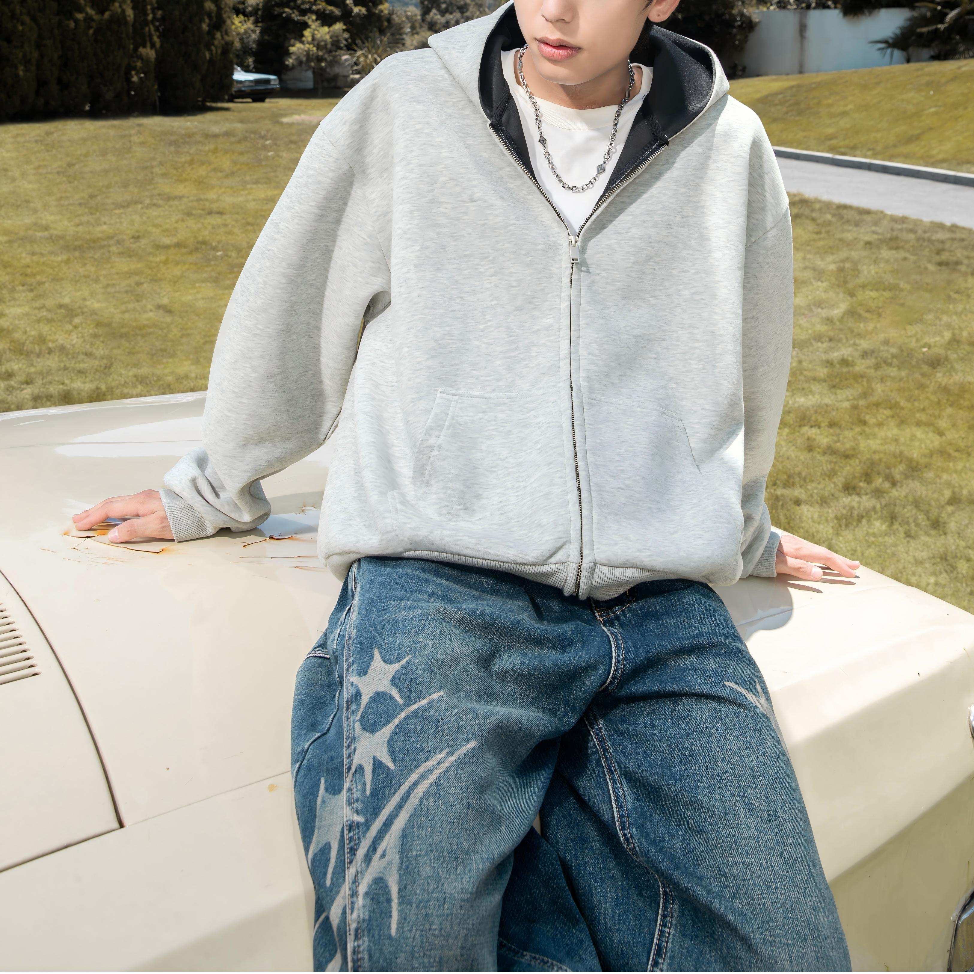 Heavyweight Colorblock Zip-Up Hoodie