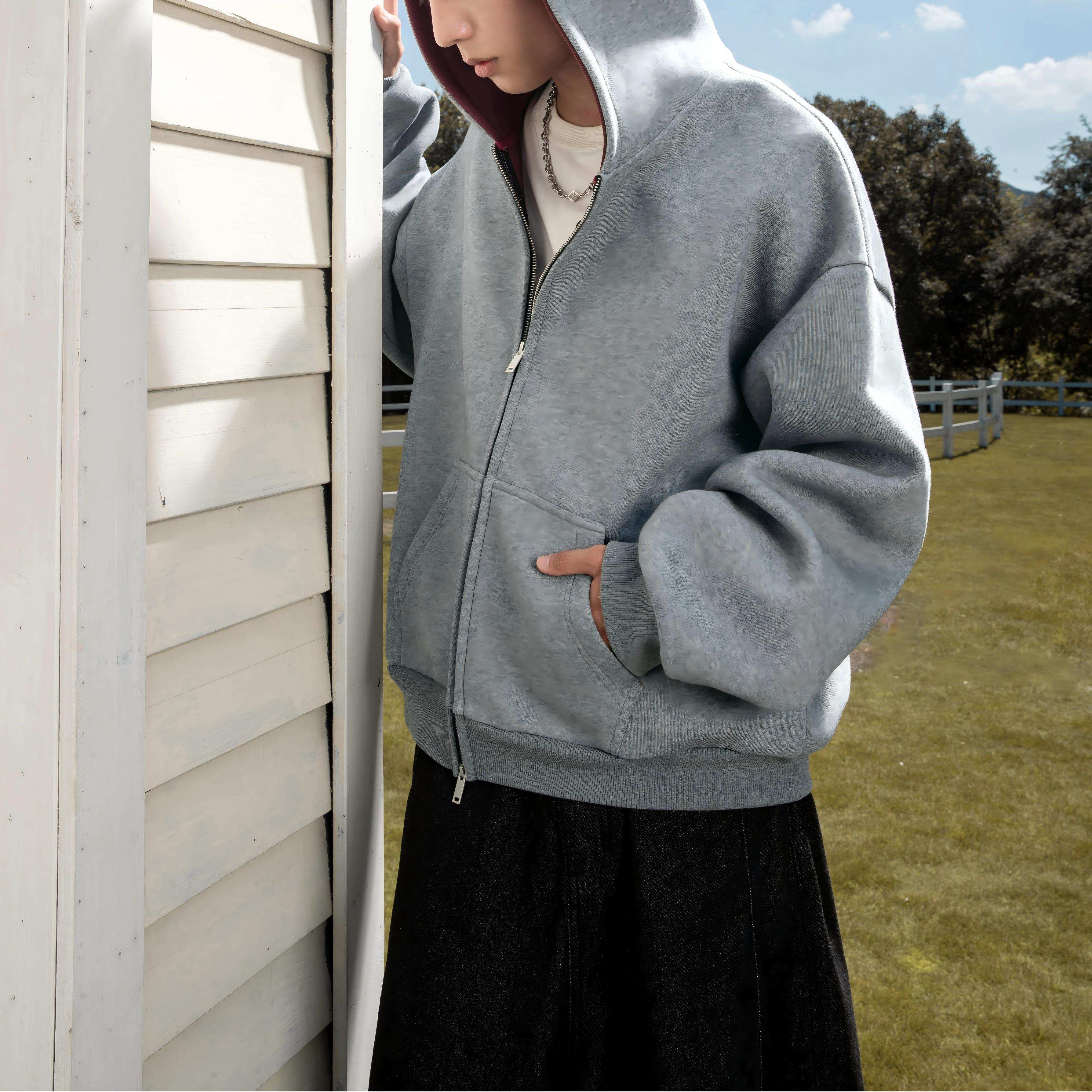 Heavyweight Colorblock Zip-Up Hoodie
