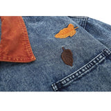 Foliage Embroidered Multi-Pocket Denim Jacket