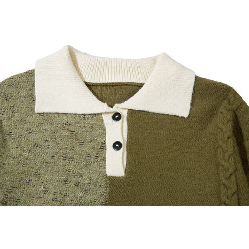 Vintage Color-Block Loose Grid Couple Sweater