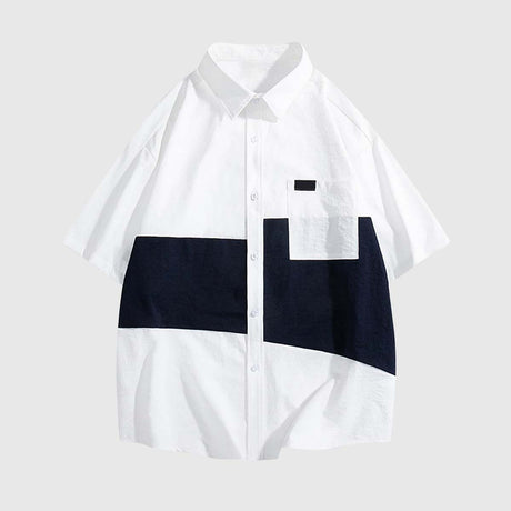 Casual Contrast Patchwork Shirts