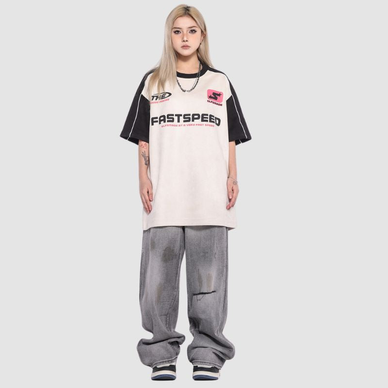 T-Shirt im Racing-Stil mit Kontrast