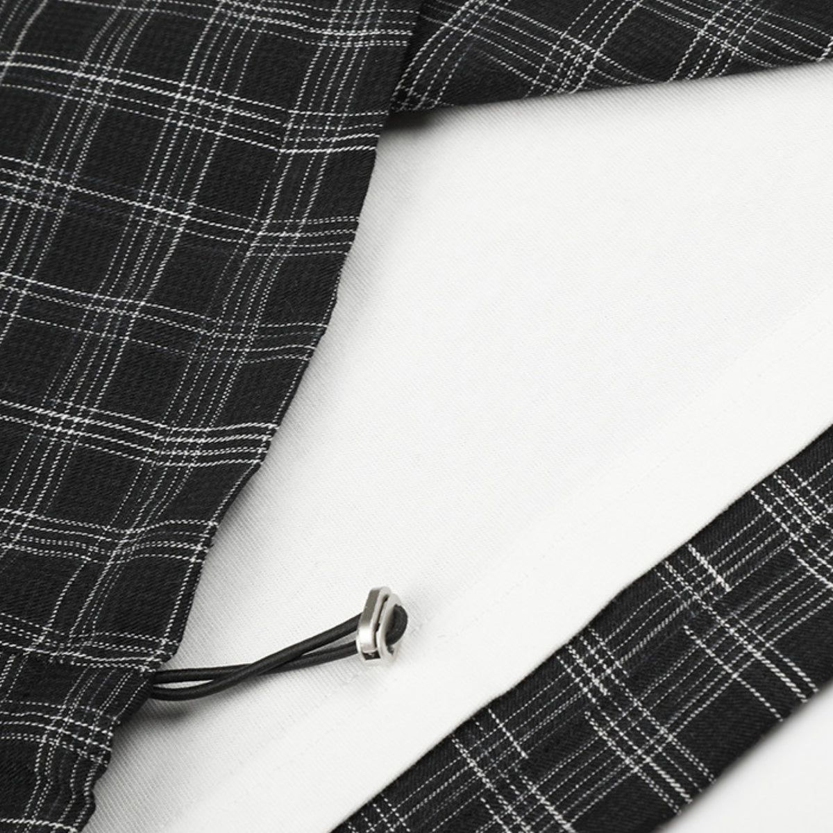 Faux-Layered Seersucker Check Pullover Shirt