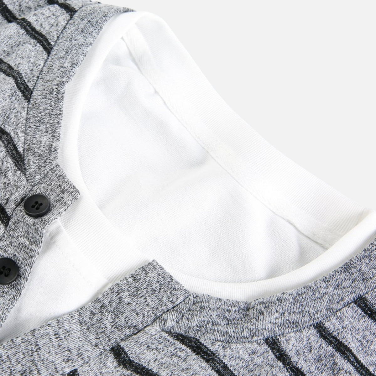 Vintage Faux-Layered Henley Sweatshirt
