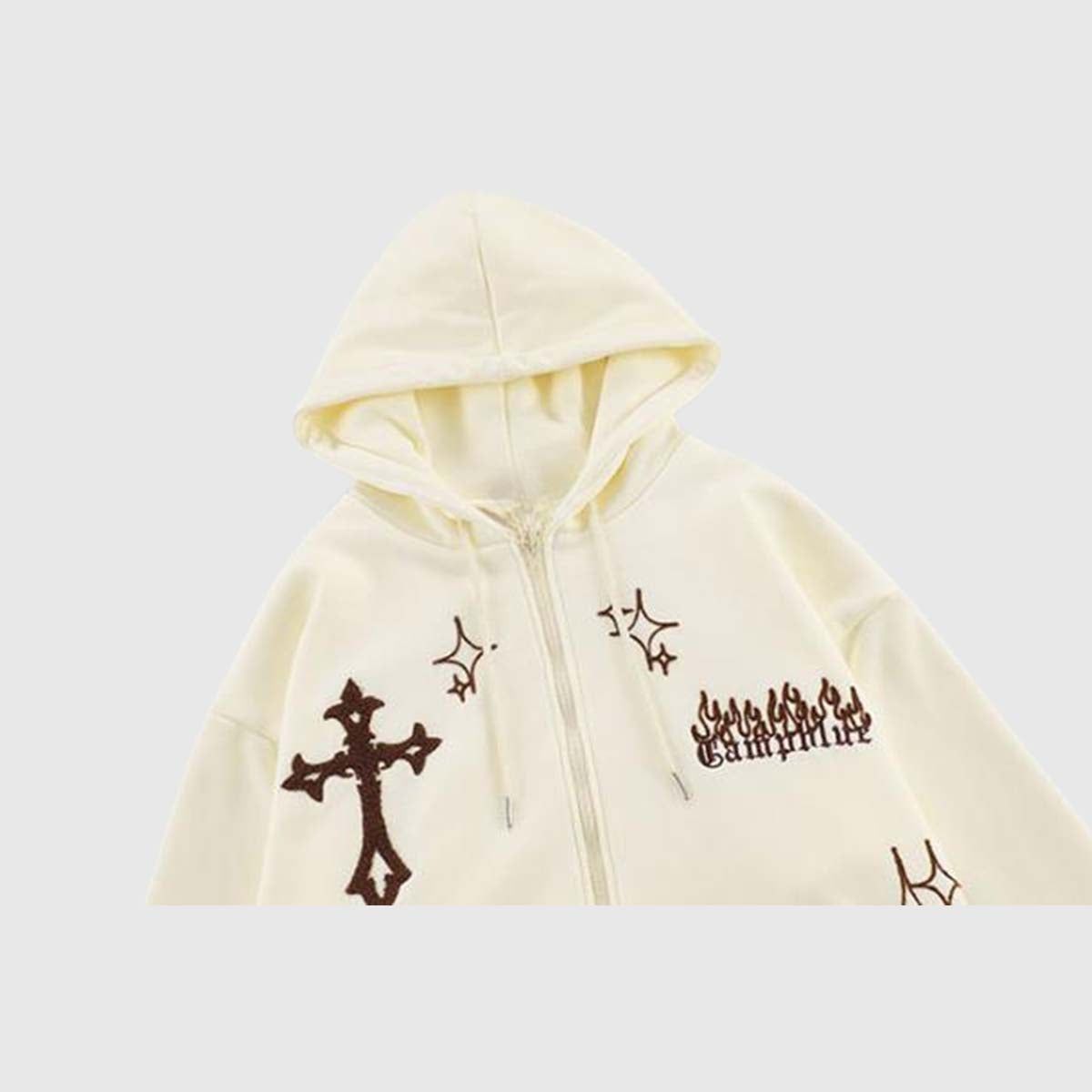 Cross Embroidery Oversized Hoodie