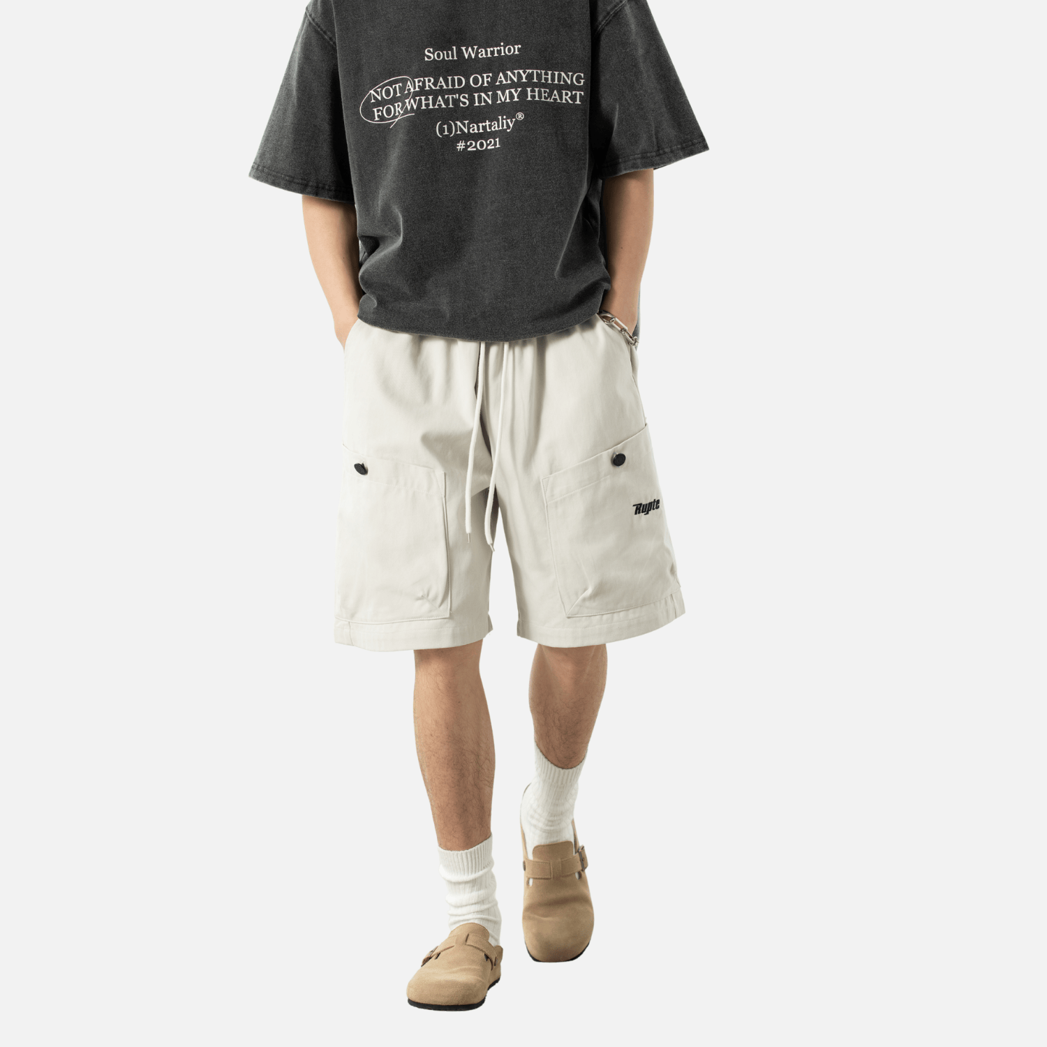 Pantalones cortos cargo con bordado de letras