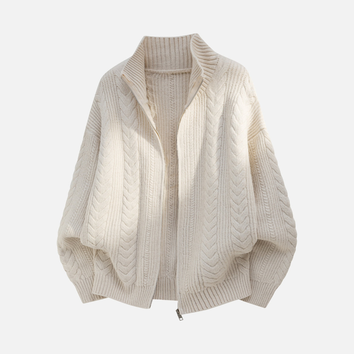 Vintage Cable Knit Zip-Up Sweater