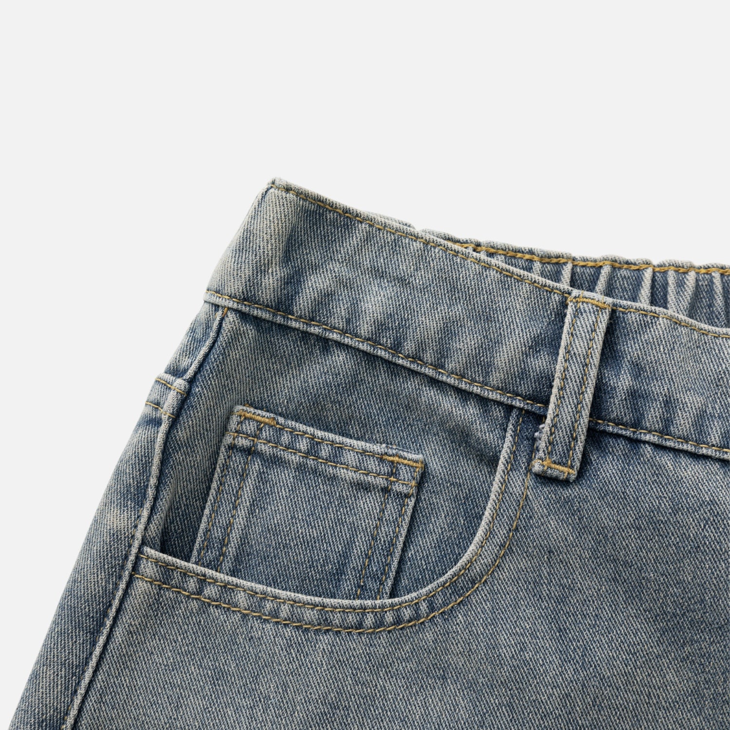 Vintage Washed Pleated Denim Shorts